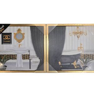 Crystal Luxe Bath Time With Chanel 2-PC Framed Canvas Wall Decor